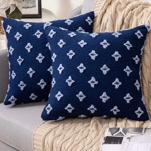 Luxury Home | Navy Blue Rhombic Jacquard Throw Pillow Covers